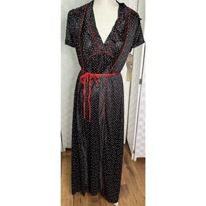 Vintage Dillards Black Robe Nightgown Set Women’s Medium Long Barad & Co NWT